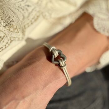 Woman's Personalised Silver Urn Leather Bracelet For Ashes With Heart, 2 of 12