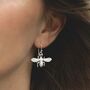 Sterling Silver Dangly Bee Earrings, thumbnail 1 of 7