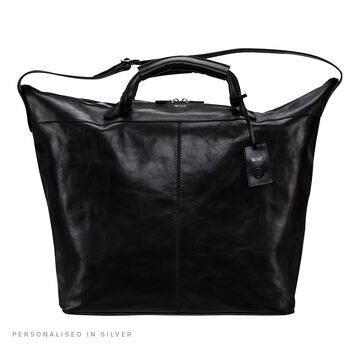 Personalised Large Leather Luggage Bag 'Fabrizio', 4 of 12