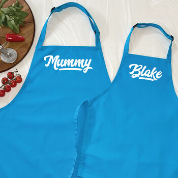 Personalised Retro Parent And Child Apron Set, 4 of 6