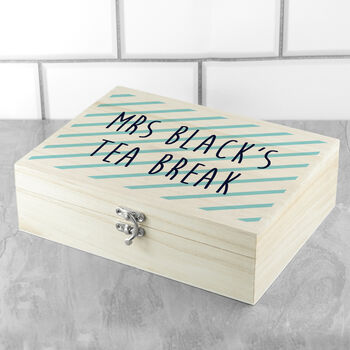 Personalised Striped Teacher's Tea Break Box With Tea, 7 of 8