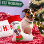 Personalised Elf Dog Christmas Present Stocking, thumbnail 1 of 8