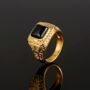 Gold Vintage Black Gemstone Signet Ring For Men, thumbnail 9 of 12