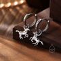 Sterling Silver Cute Horse Dangle Huggie Hoops, thumbnail 1 of 10