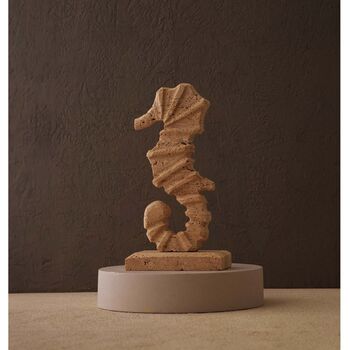 Handcarved Travertine Seahorse Sculpture, 2 of 4