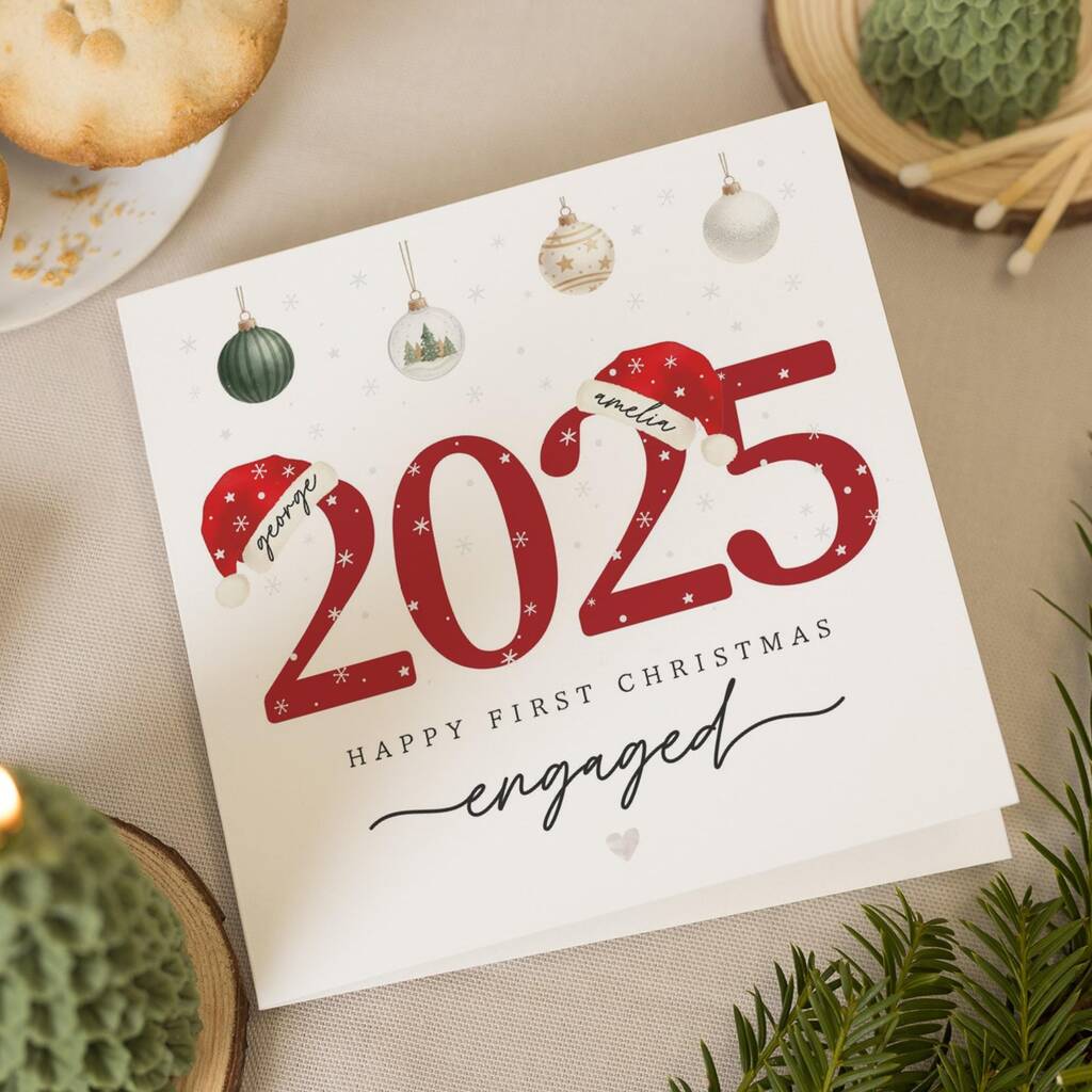 Personalised First Christmas Engaged Card For Couple, 1 of 7