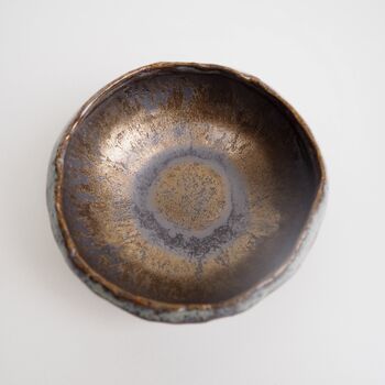 Handmade Gold And Blue Brown Mini Pottery Ring Dish, 7 of 8