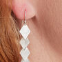 Matte Silver Diamond Shaped Dangly Earrings, thumbnail 5 of 8