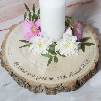 Names And Wedding Date Wood Slice Table Centrepiece, 3 of 4