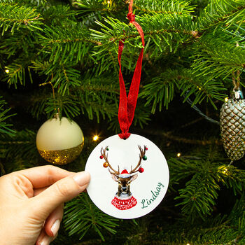 Personalised Christmas Reindeer Tree Decoration, 2 of 8