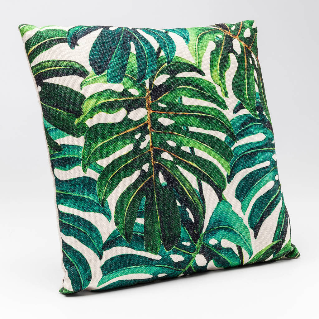 Tropical Leaf Jungle Print Cushion By I Love Retro