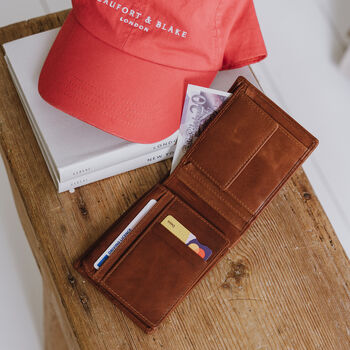 Men's Brown Leather Bifold Wallet, 2 of 4