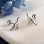 Sterling Silver Dinosaur Screw Back Earrings, thumbnail 1 of 9