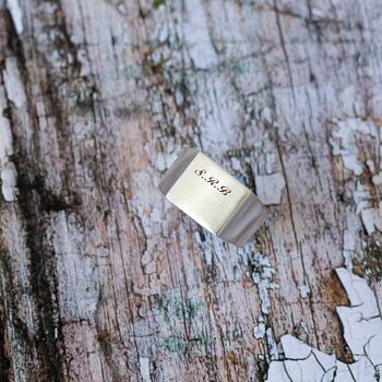 Personalised Initials Large Square Silver Signet Ring, 7 of 11