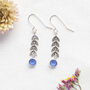 Gold Or Silver Plated Leaf Chain Birthstone Earrings, thumbnail 7 of 12