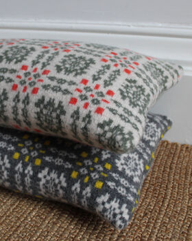 Knitted Lambswool Welsh Check Cushion, 4 of 7