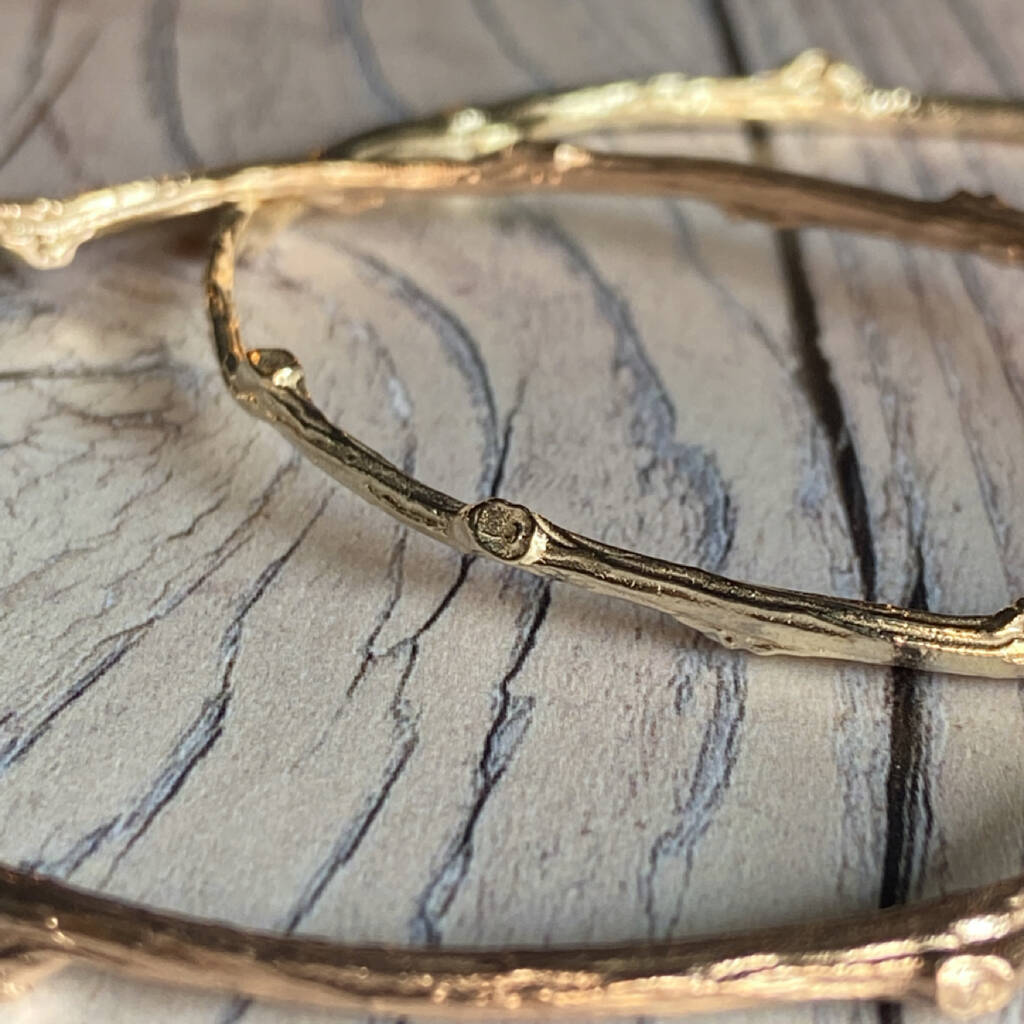Solid Gold Stackable Rose Twig Bangle, 1 of 12