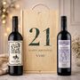 Personalised 21st Birthday Malbec Classic Red Wine Two Bottle Gift Set, thumbnail 1 of 7