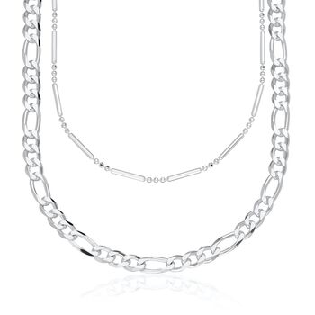 Layered Necklace Set, Bamboo Choker And Figaro Chain, 2 of 7