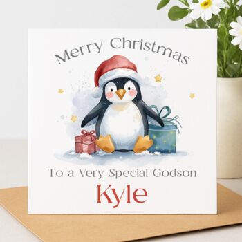 Personlised Penguin Christmas Card, 2 of 2