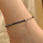 925 Silver Black Beaded Evil Eye Payal Anklet, thumbnail 3 of 3