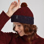 T Lab Bob Red Donegal Wool Bobble Beanie Hat, thumbnail 6 of 9