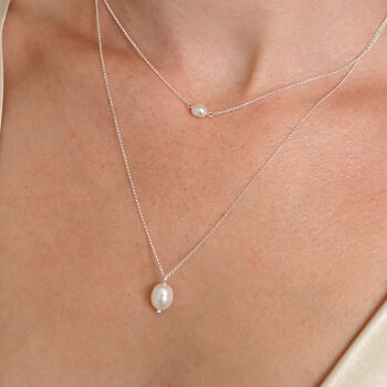 Silver Pearl Pendant Necklace, 2 of 4