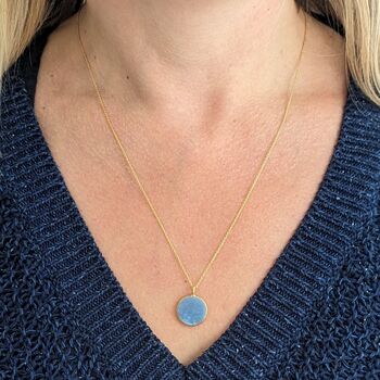 Blue Opal October Birthstone Necklace, Gold Plated, 5 of 9
