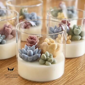 Personalised Gift Box Of Succulents Terrarium Candle With Lid Large With Free Greeting Card, 2 of 7