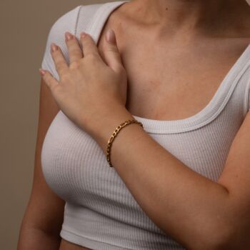 Engraved Gold Figaro Bracelet Womens, 6 of 9