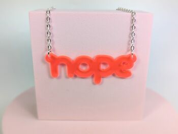 Nope Necklace Acrylic Silver Plated Chain Pick Colour, 3 of 6