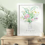 Birth Flowers Family Bouquet With Wildflowers Print, thumbnail 2 of 5