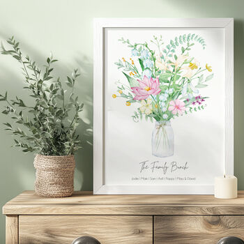 Birth Flowers Family Bouquet With Wildflowers Print, 2 of 5