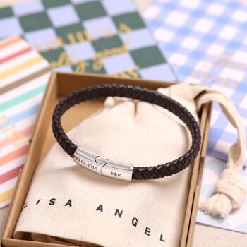 Personalised Men's Woven Vegan Bracelet With Clasp, 2 of 8