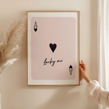 Ace Of Hearts Print, Custom Quote, Lucky You Poster, 7 of 7