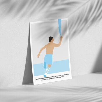 Sergio Aguero Man City Commentary Football Poster, 3 of 4