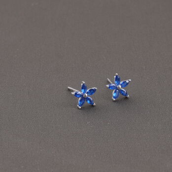 Gift Bag Happy Birthday Blue Crystal Flower Earrings, 3 of 5