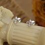 Sterling Silver Fleur De Lis 16 G Threaded Flat Back Earrings, thumbnail 1 of 11