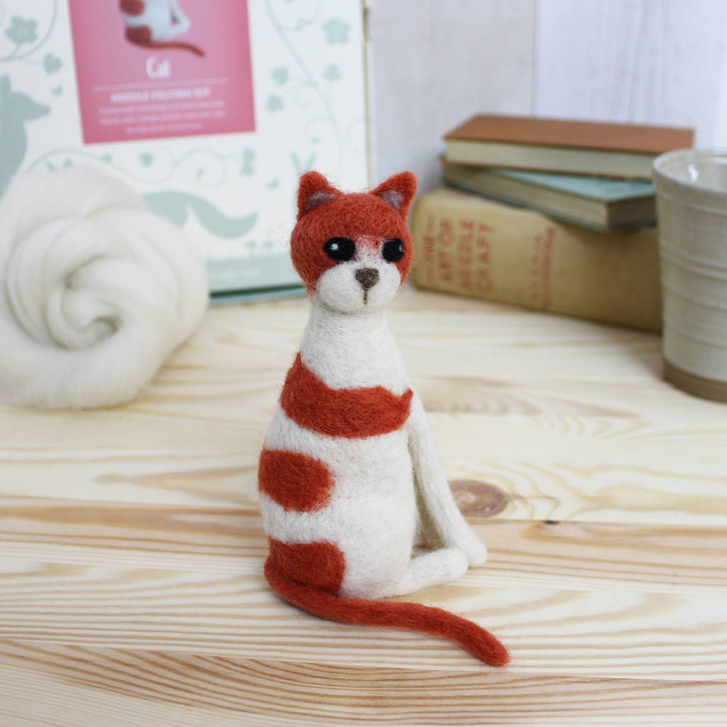cat needle felting craft kit by hawthorn handmade