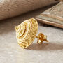 Textured Gold Plated Silver Large Stud Earrings, thumbnail 7 of 8