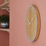 S2 Oak Wooden Clock: Colourful, Contemporary, Handmade, thumbnail 1 of 8