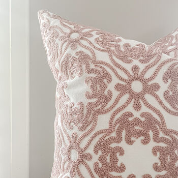 Florina Pink Embroidered Cushion Cover, 2 of 4