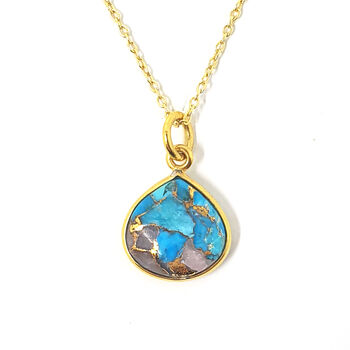 18k Gold Vermeil Plated Opal And Turquoise Necklace, 5 of 6
