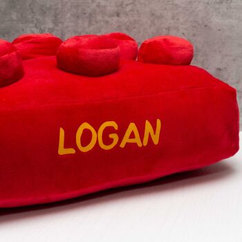 Personalised Retro Building Brick Shape Cushion Red, 3 of 4