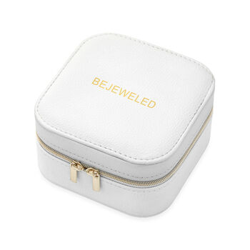 Personalised Bold Message White Travel Jewellery Case, 9 of 10