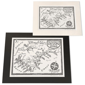 Devon Coastlines Map Hand Drawn Fine Art Print, 10 of 12