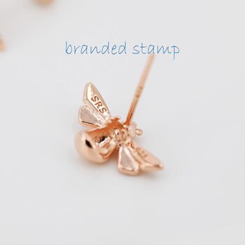 Sterling Silver Tiny Bumble Bee Stud Earrings, 5 of 12