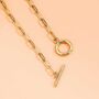 Gold Link Chain Water Resistant T Bar Layering Necklace, thumbnail 8 of 12