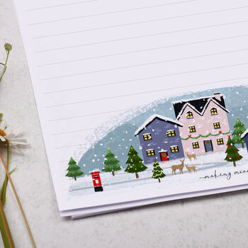 A4 Letter Writing Paper With Snowy Village, 2 of 4