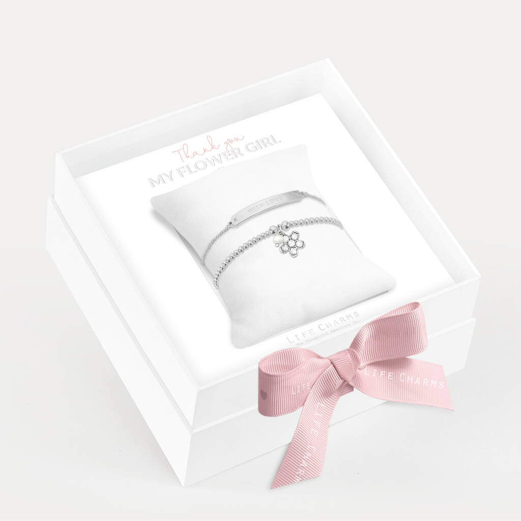 Occasions Gift Box Thank You Flower Girl Bracelet Gift Set, 1 of 3